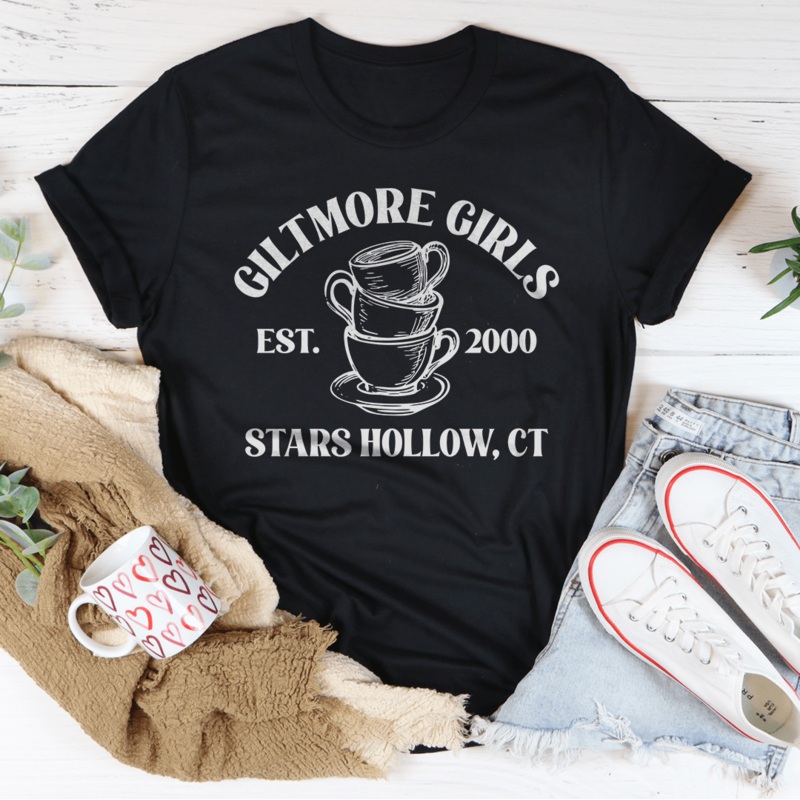 Giltmore Girls Est 2000 Stars Hollow CT Tee Black Heather S