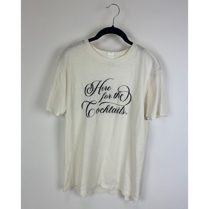 “Here For The Cocktails” White Tee – Size 4/6
