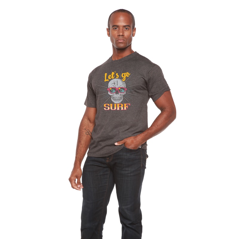 Let`s go SURF Men’s Bamboo Viscose/Organic Cotton Short Sleeve Graphic T-Shirt Medium Black