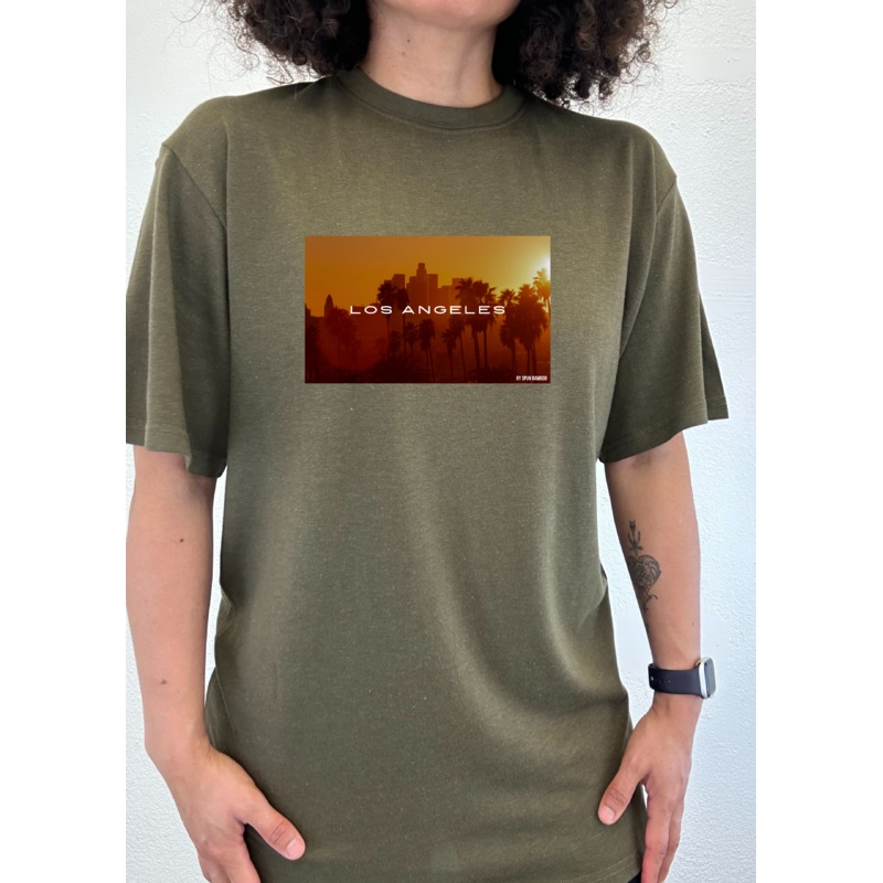 Los Angeles Unisex Bamboo Viscose/Organic Cotton Short Sleeve Graphic T-Shirt Medium Black