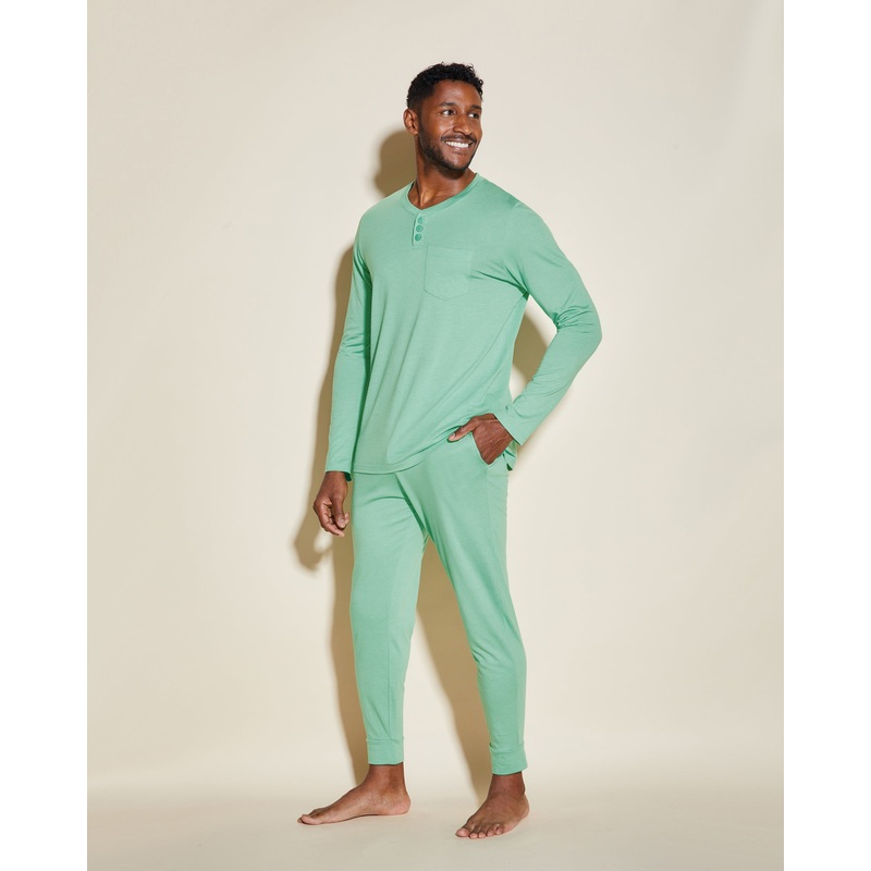 Pigiama Da Uomo Con Top Henley E Pantaloni  Jogger Ghana Green S