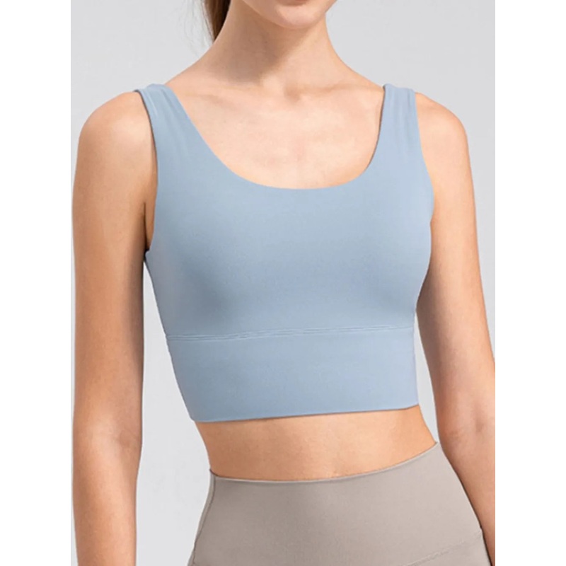 Scoop Neck Wide Strap Active Tank Light Blue S
