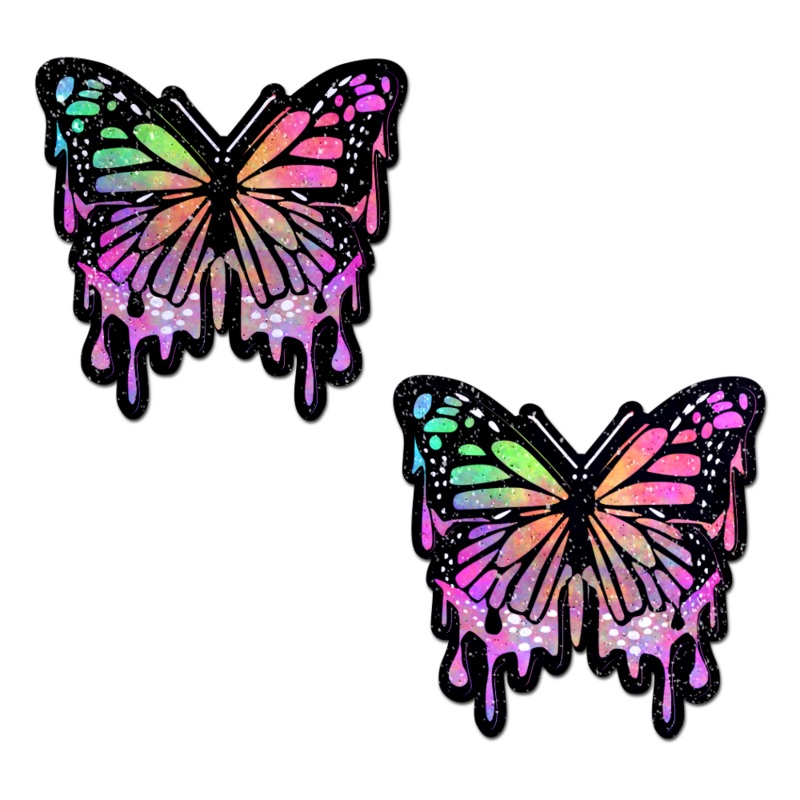 Butterfly Melt Trippy Glitter Rainbow Nipple Pasties by Pastease Rainbow