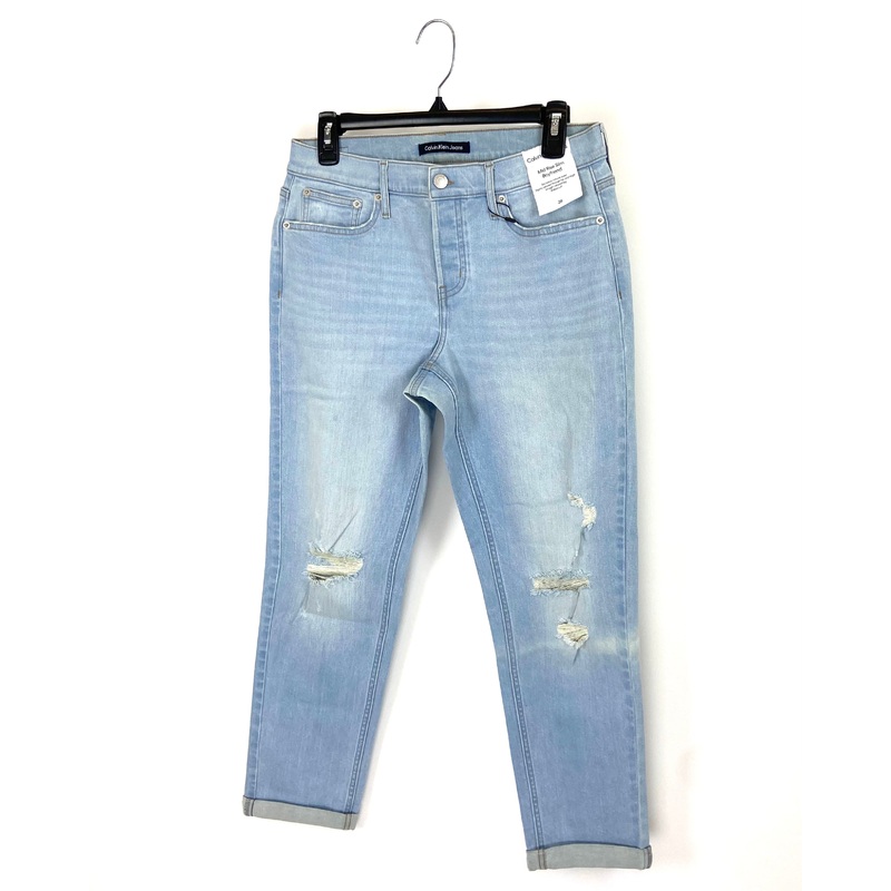 Light Wash Ripped Mid Rise Slim Boyfriend Jean – Size 27 and 28 27