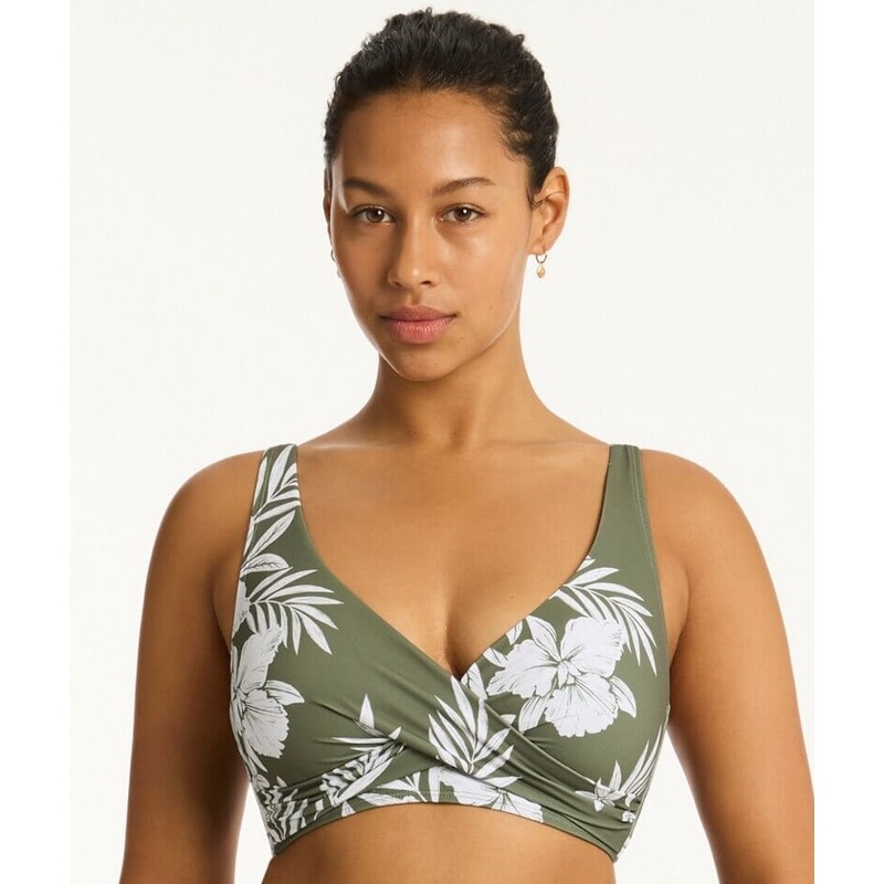 Sea Level Aloha Cross Front A-DD Cup Bikini Top – Khaki 4