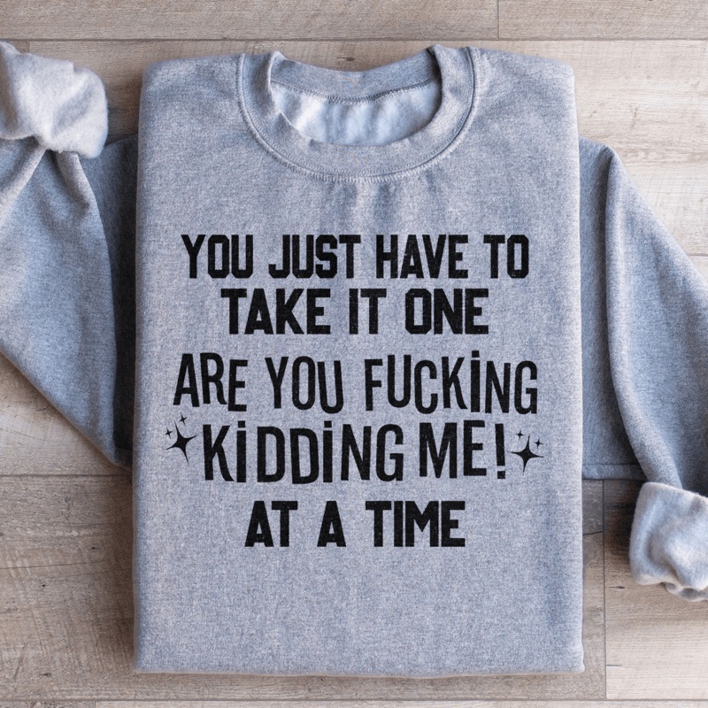 You Just Have To Take It One Are You Kidding Me At A Time Sweatshirt Black S