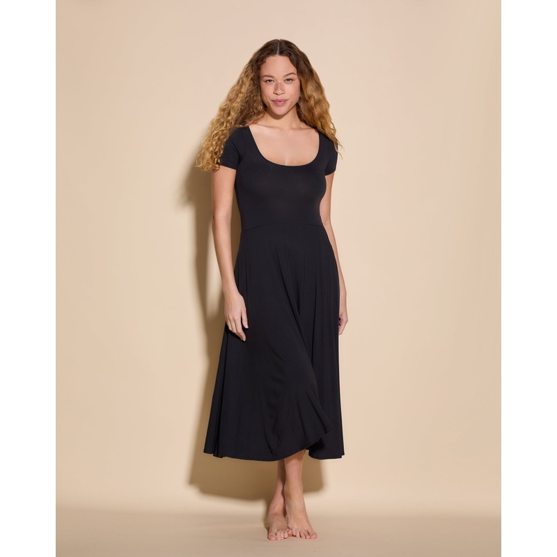 Ausgestelltes Kleid Schwarz XS