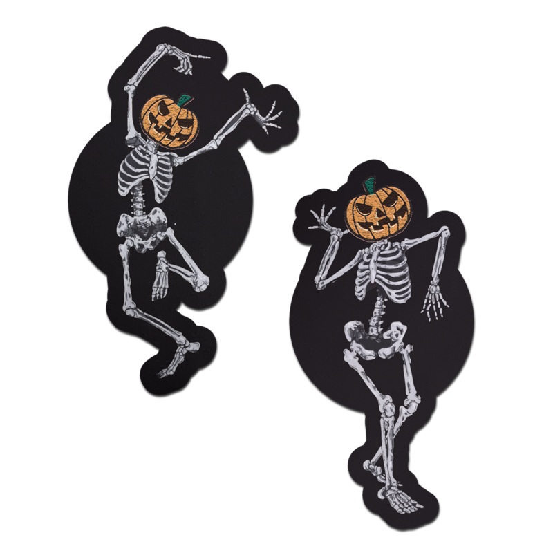Dancing Skeletons Pasties with Pumpkin Heads Spooky Scary Skeletons Pastease