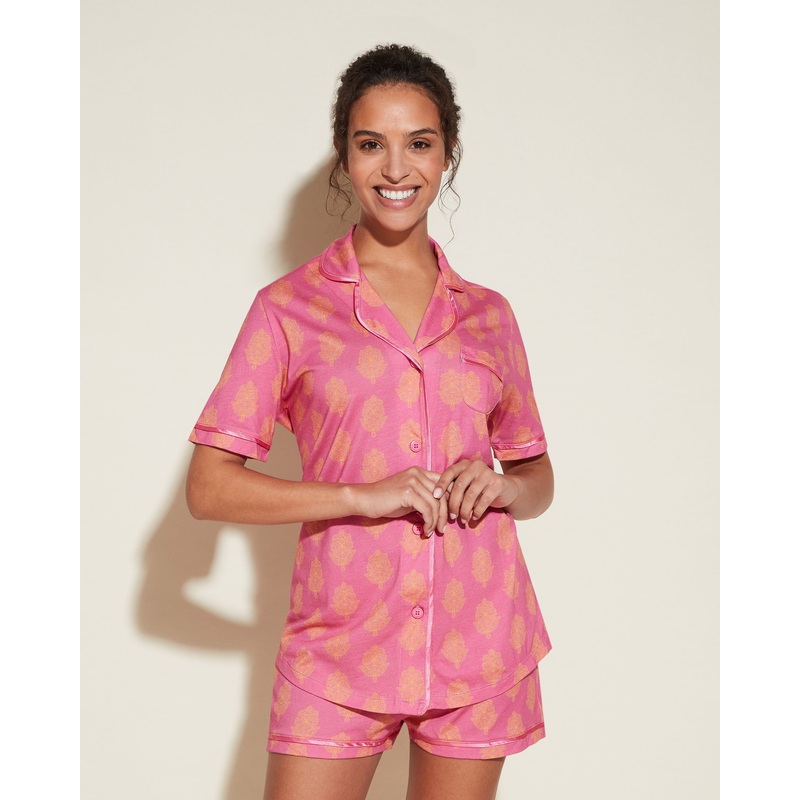 Ensemble Pyjama Haut  Manches Courtes Et Boxer Rani Pink Medallion XS