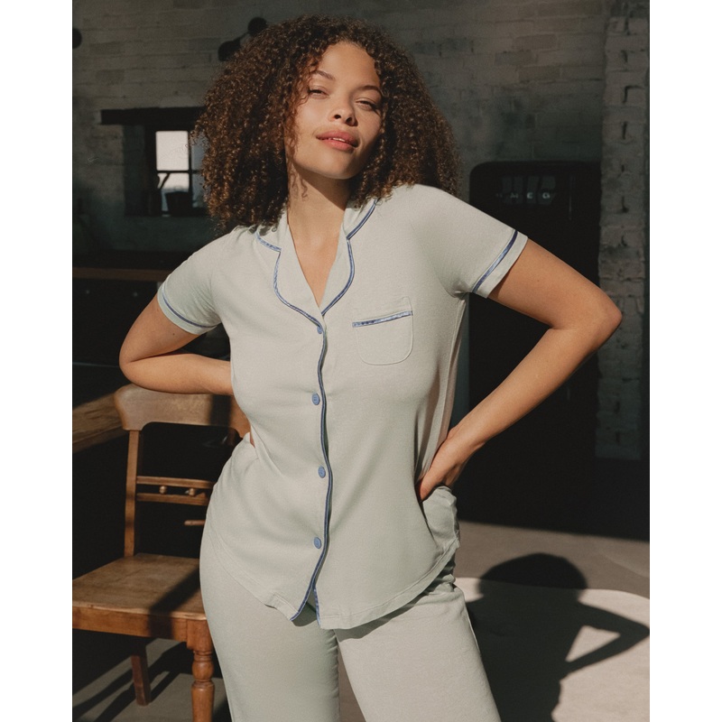 Ensemble Pyjama Haut   Manches Courtes Et Pantalon Verde Umbria/Portofino Blue XS