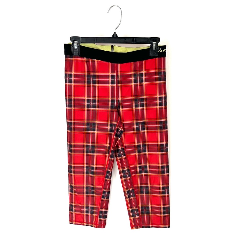 Red Plaid Cropped Leggings – Size 8/10