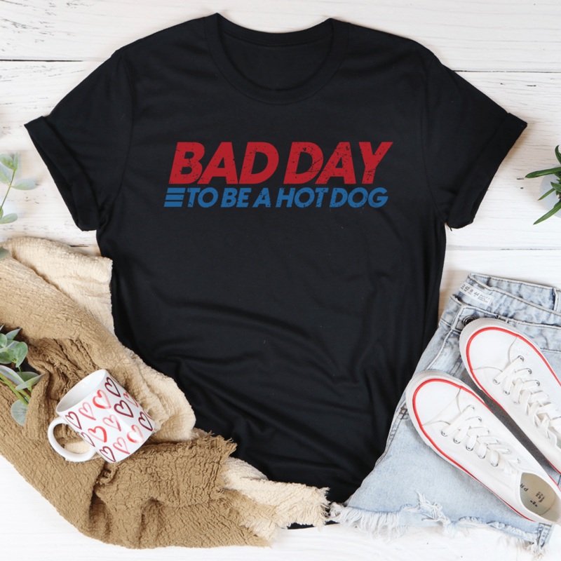 Bad Day To Be A Hot Dog Tee Black Heather S