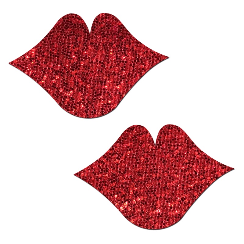 Kisses: Red Glittering Lip Nipple Pasties by Pastease Red
