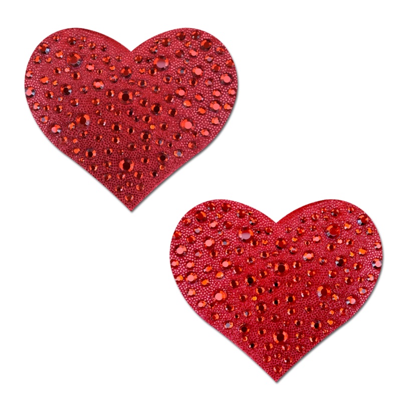 Love: Crystal Red Sparkling Heart Nipple Pasties by Pastease Red