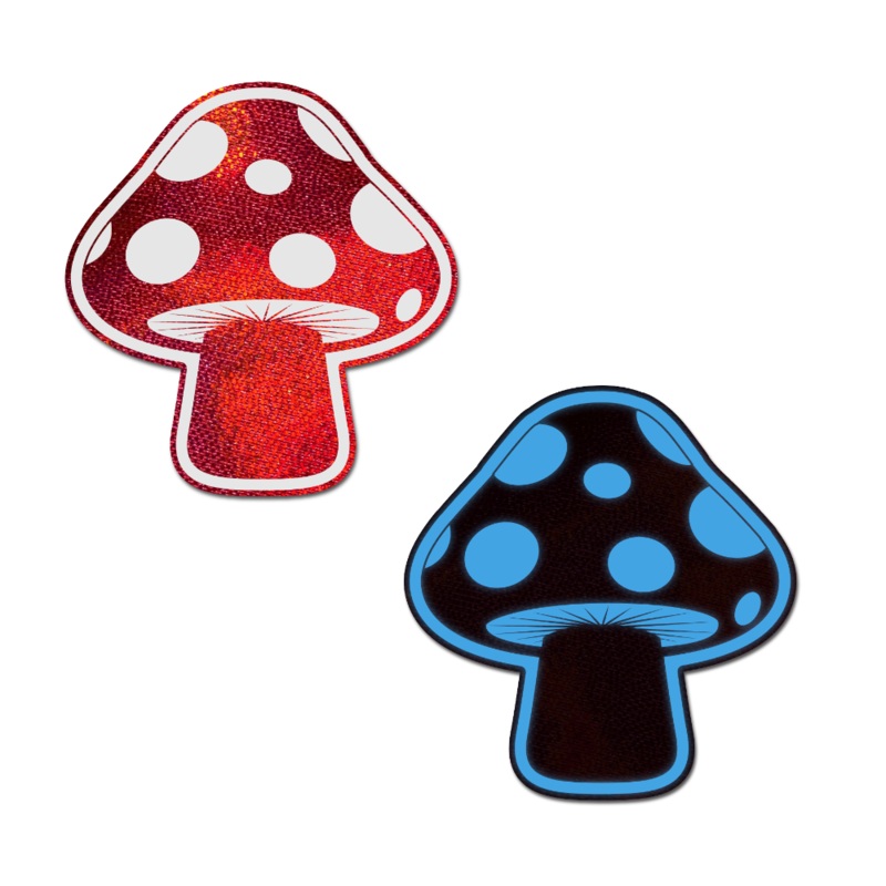 Mushroom: Shiny Red & White Glow-in-the-Dark Shroom Nipple Pasties by Pastease