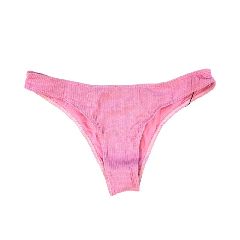 Pink Metallic Mid Rise Bikini Bottom – M, L, XL, XXL Medium
