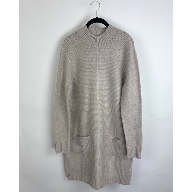Cream Mock-Neck Knit Sweater Dress – Size 6/8