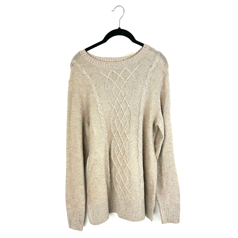 Light Brown Tassel and Sequin Sweater – Size 6/8