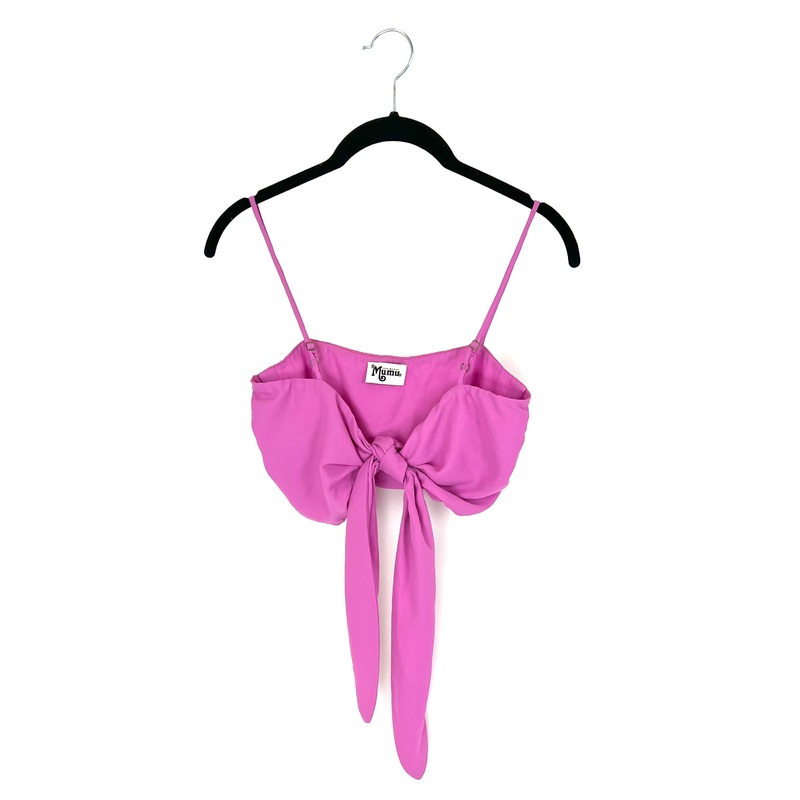 Pink Tie-Front Cropped Blouse – Small