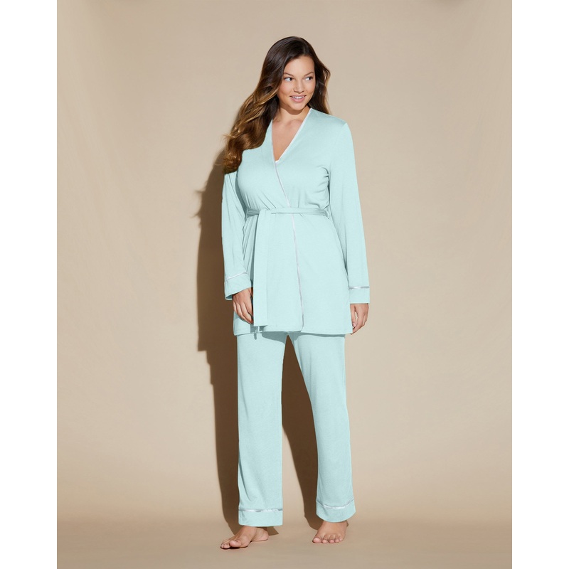 Pyjama 3 Pices Curvy Avec Peignoir Lagoon Mint/Ivory P