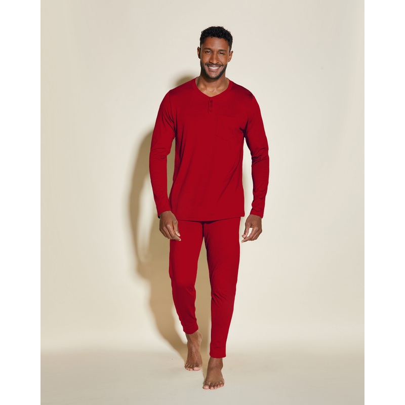 Pyjama Henley & Jogger Pour Homme Sindoor Red/ Sindoor Red S