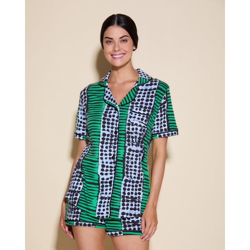 Short Sleeve Top & Boxer Pajama Set Aggie XS