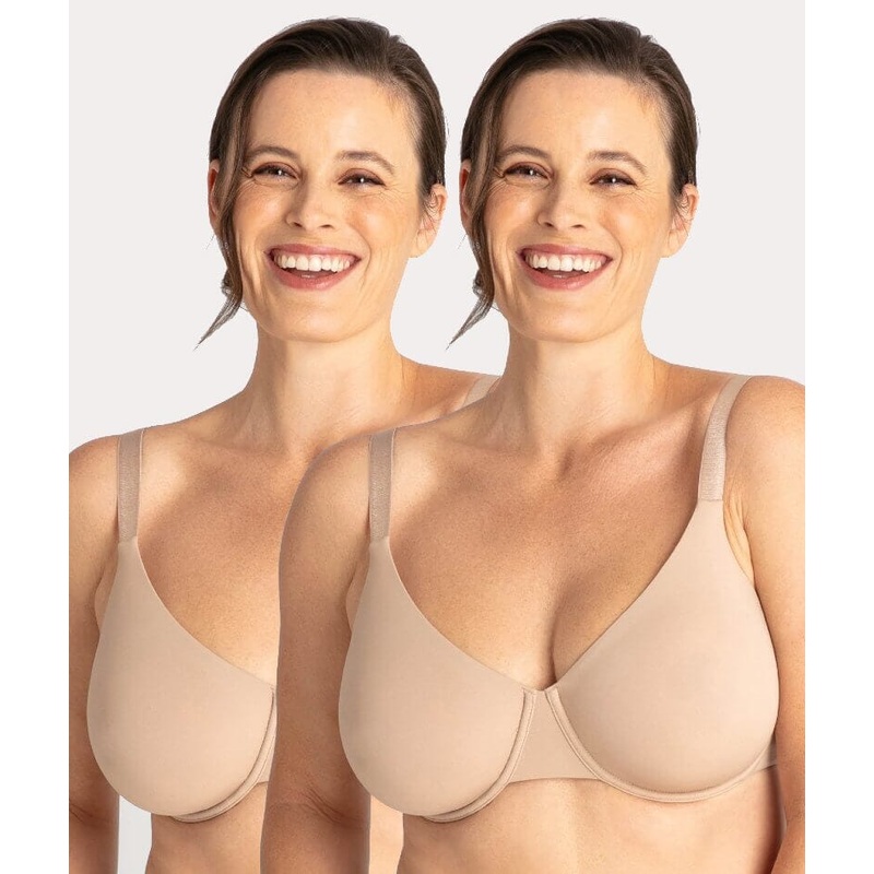 Underbliss Invisibliss Moulded Microfibre Underwire Bra 2 Pack – Nude 36DDD