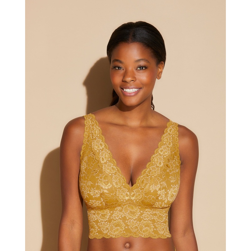 Bralette A Corpetto Curvy Con Scollatura A V Chartreuse Gold XS