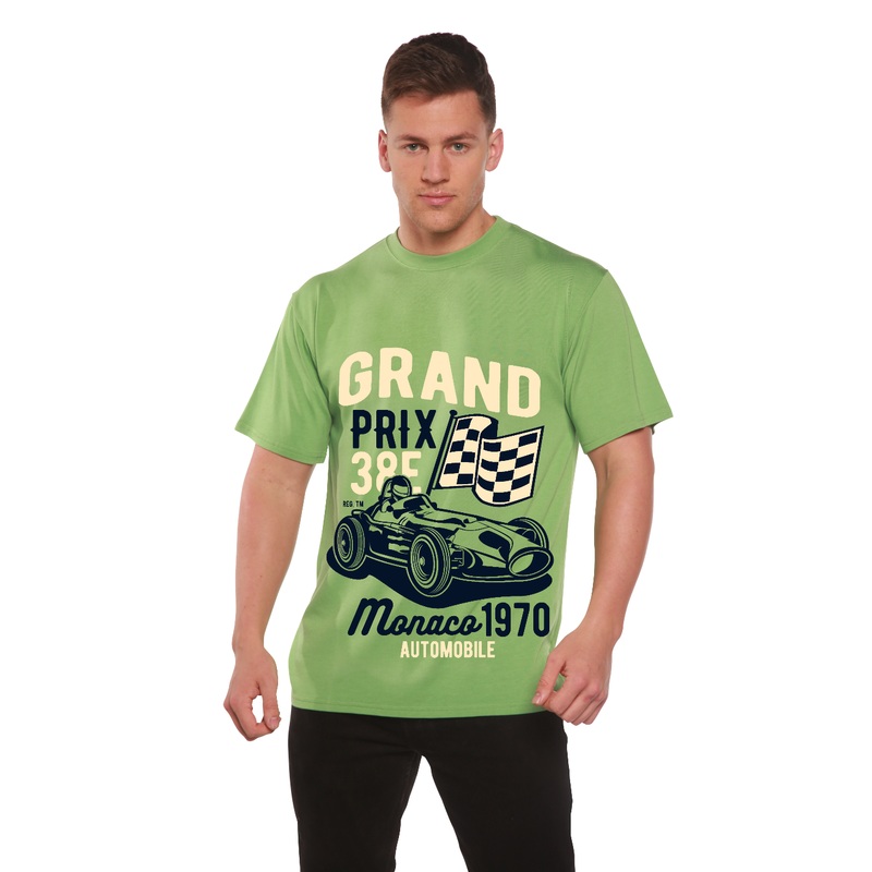 Grand Prix Men’s Bamboo Viscose/Organic Cotton Short Sleeve Graphic T-Shirt Medium Black