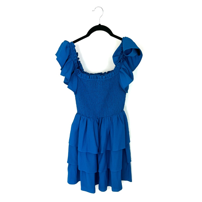 Slate Teal Off-The-Shoulder Ruffle Dress – Small