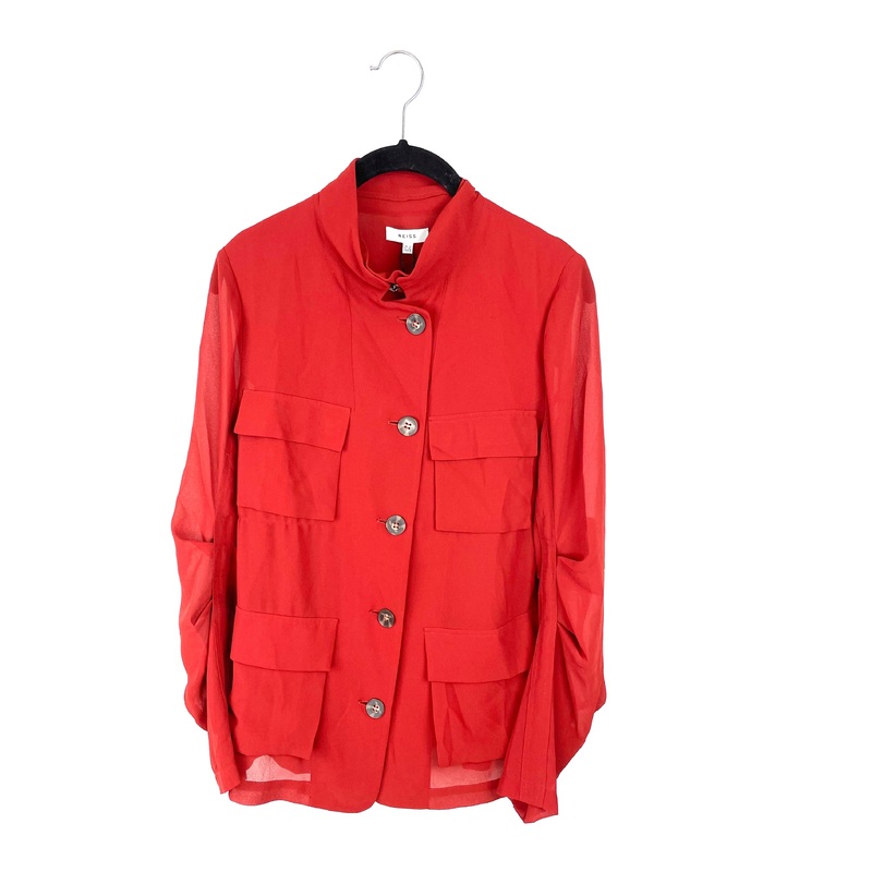 Burnt Orange Sheer Button Up Blouse – Size 4