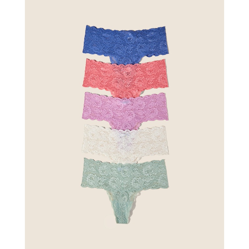 Comfie Tanga 5Er-Pack Venetian Dusk Verde Umbria Neela Flower Moon Ivory S/M