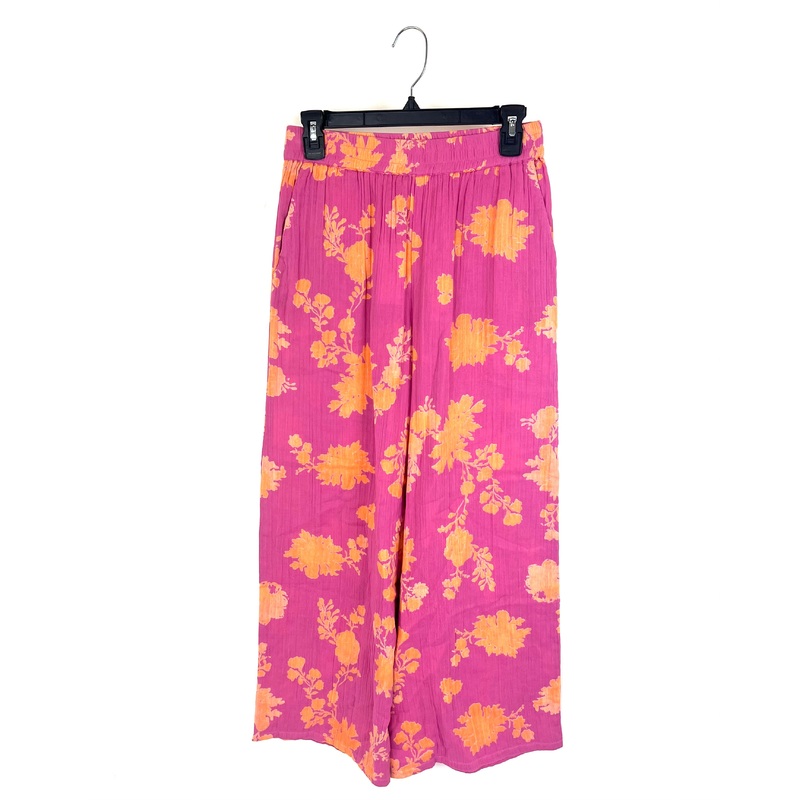 Pink And Orange Floral Texture Pants – Size 4/6