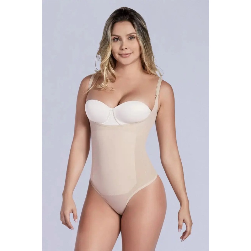 SHAPERLOVE Thermal Open Bust Thong Bodysuit Black S