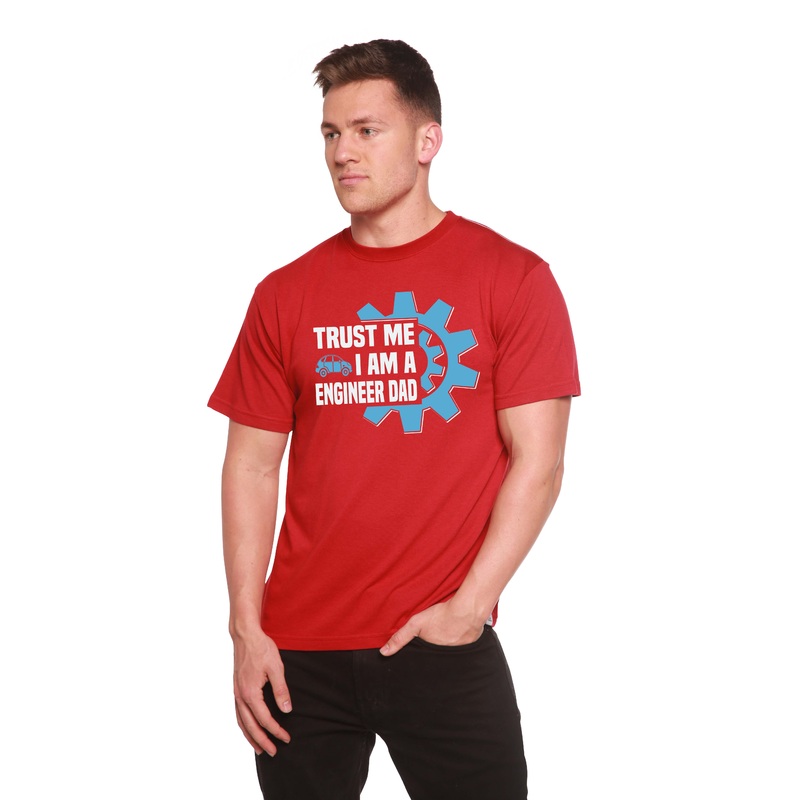 Trust Me I’m a Engineer Dad Men’s Bamboo Viscose/Organic Cotton Short Sleeve Graphic T-Shirt Medium Black