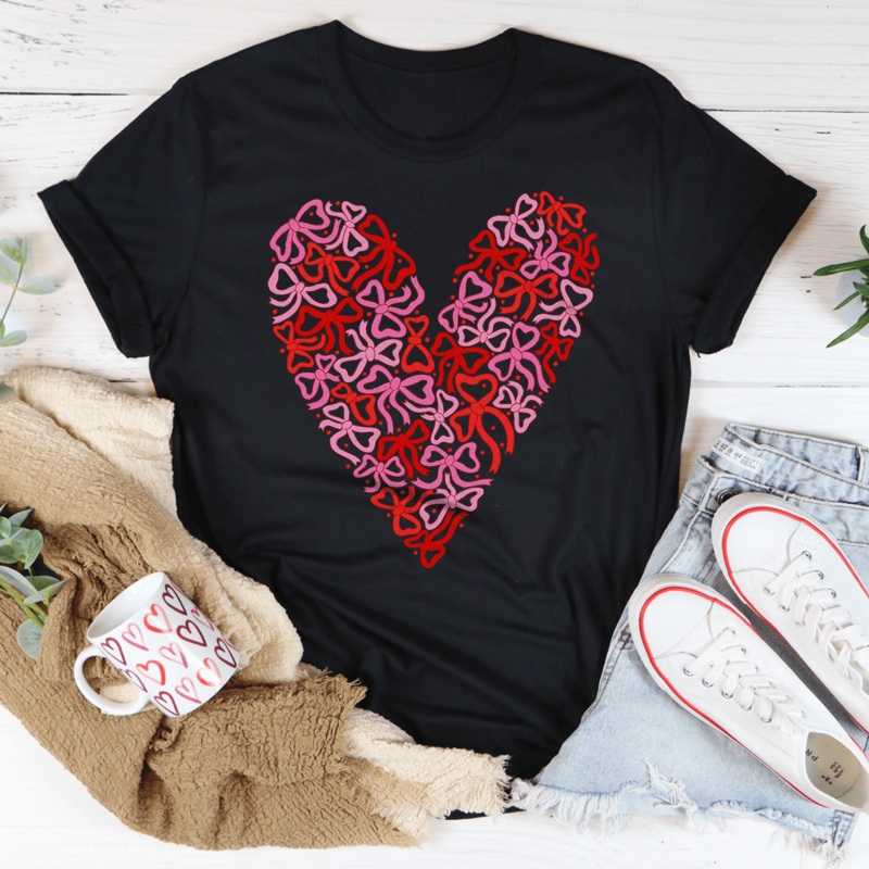 Bow Heart Tee Black Heather S