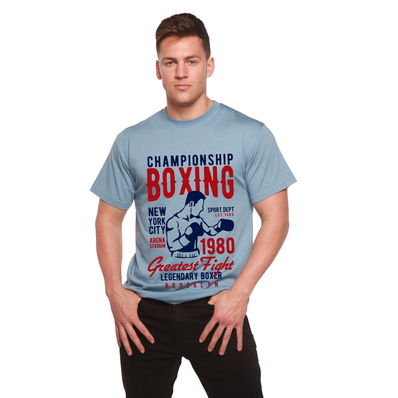 Championship Boxing Men’s Bamboo Viscose/Organic Cotton Short Sleeve Graphic T-Shirt Medium Black