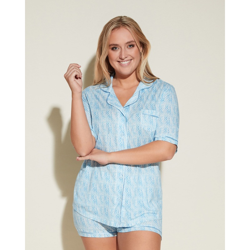 Conjunto De Pijama Con Camisa De Manga Corta Y Pantalones Cortos India Diamond/ Aasmani Blue XS