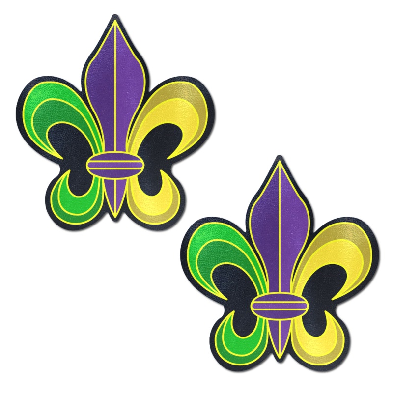 Fleur-de-lis: Purple, Yellow & Green Mardi Gras Nipple Pasties by Pastease o/s