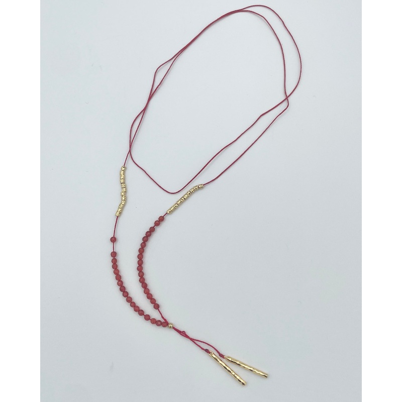 Gorjana Red String Necklace With Gold Beads