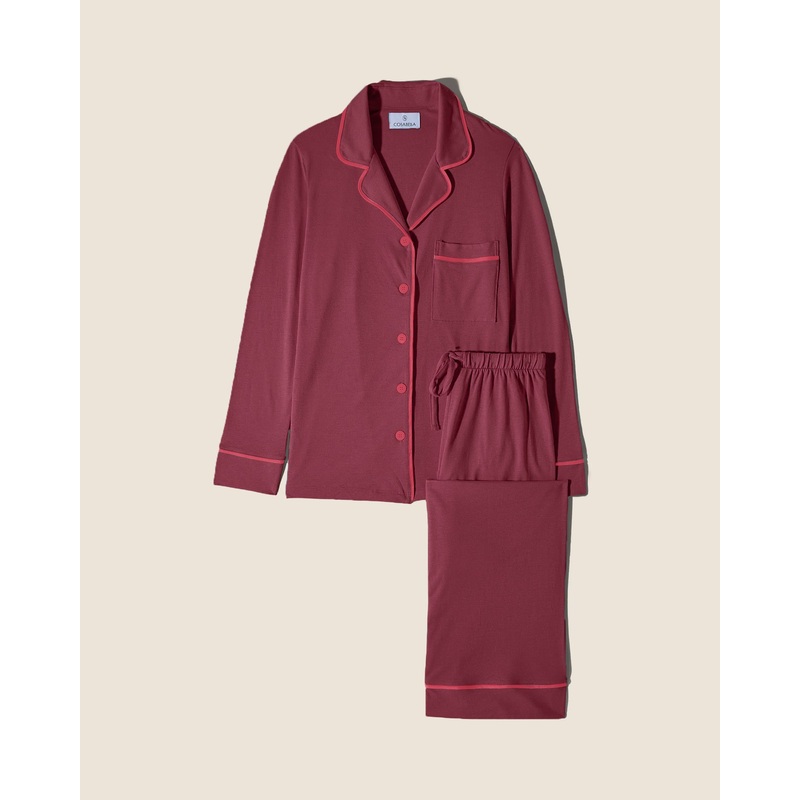 Pigiama Petite Con Top A Maniche Lunghe E Pantaloni Vin Brule/Fragolino PS