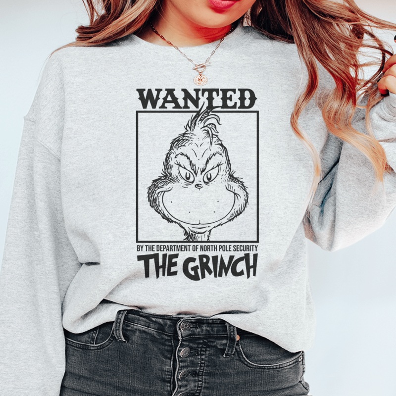 Wanted By The Department Of North Pole Crewneck Sweatshirt S Sport Grey