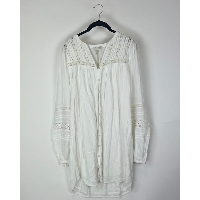 White Crochet Detail Mini Dress – Size 2-4