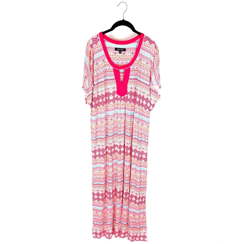 Orange And Pink Abstract Print Dress – Size 1X