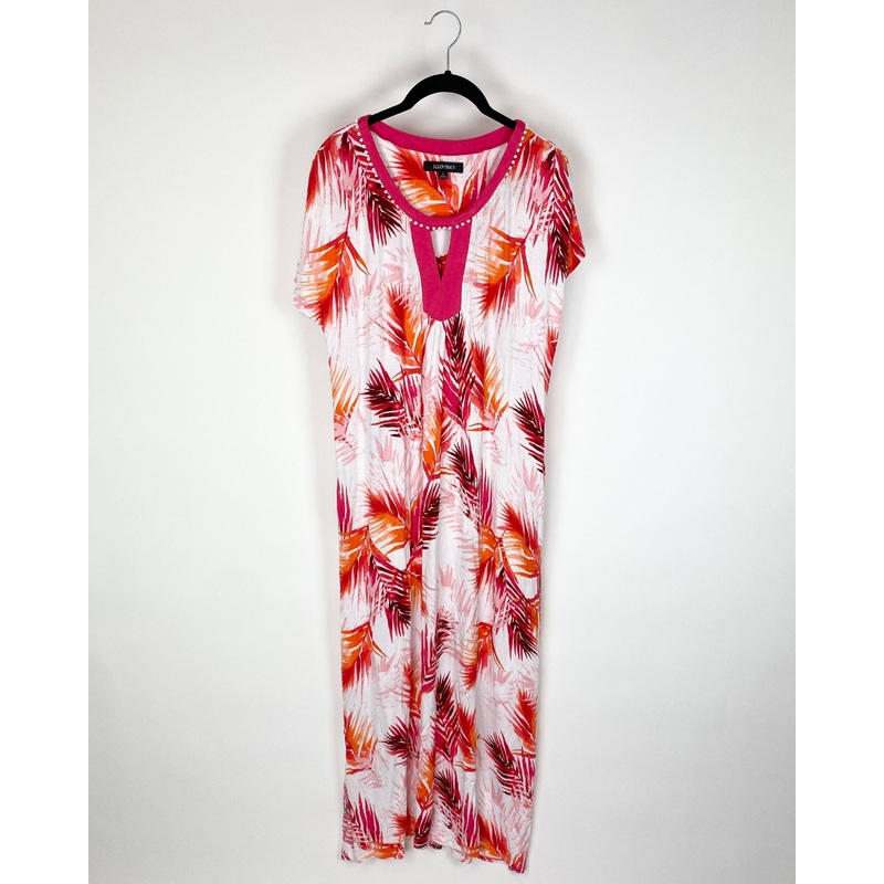 Orange And White Tropical Dress – Small and 1X Small