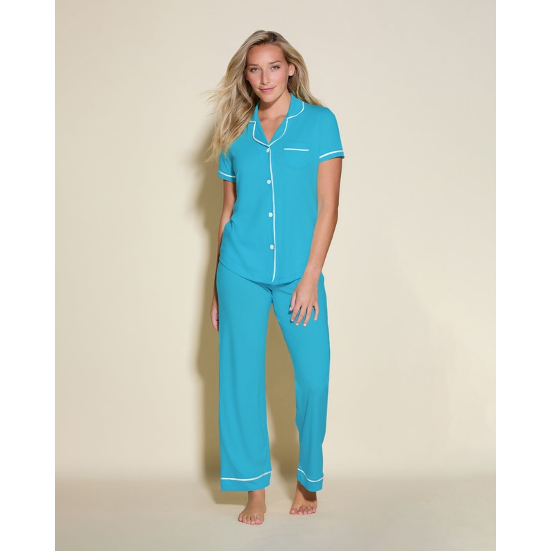 Pigiama Con Top A Maniche Corte E Pantaloni Constance Blue/Moon Ivory XS