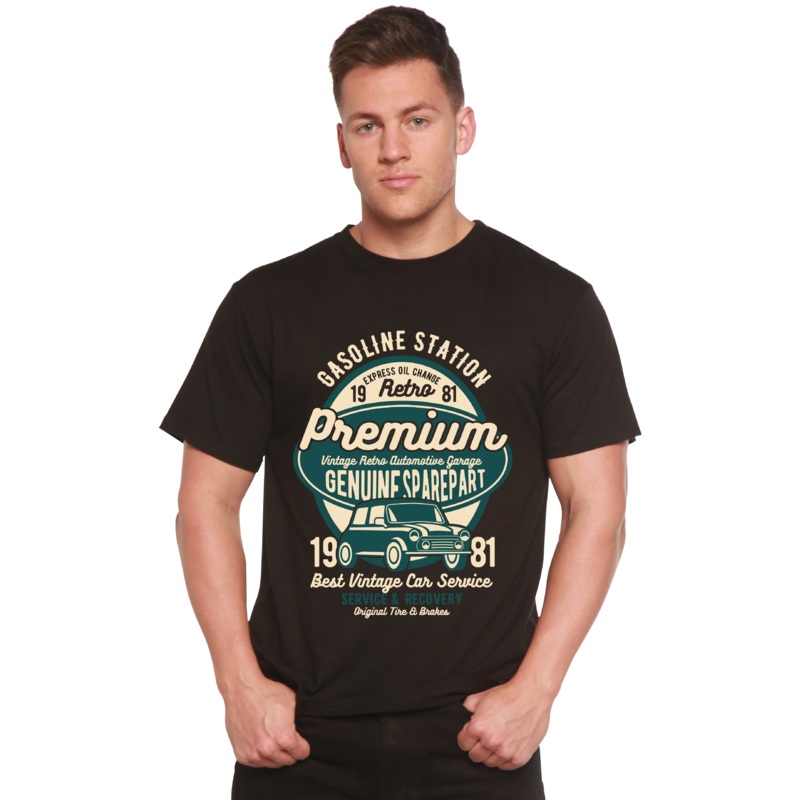 Premium Garage Spun Bamboo Men’s Bamboo Viscose/Organic Cotton Short Sleeve Graphic T-Shirt Medium Black