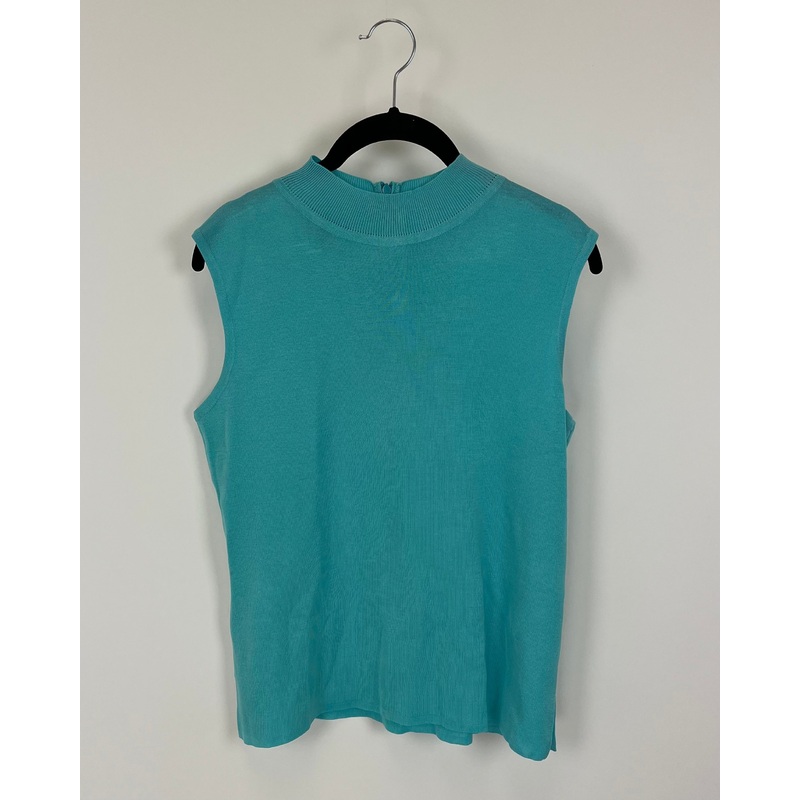 Teal High Neck Knit Tank Top – Size 6-8