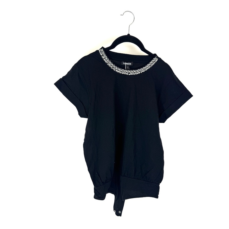 Black Short Sleeved Bodysuit – Size Small Petite