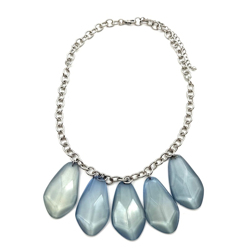 Blue Grey Gemstone Statement Necklace